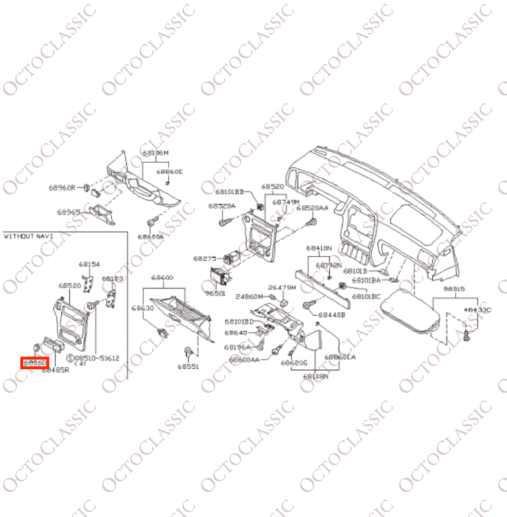 Nissan Skyline / Stagea / Silvia S13 / S14 / 200SX / Bluebird: pulsante vuoto per cruscotto con caricatore USB, nero, codice 68960-64J10 Nissan Skyline / Stagea / Silvia S13 / S14 / 200SX / Bluebird: pulsante vuoto per cruscotto con caricatore USB, nero, codice 68960-64J10