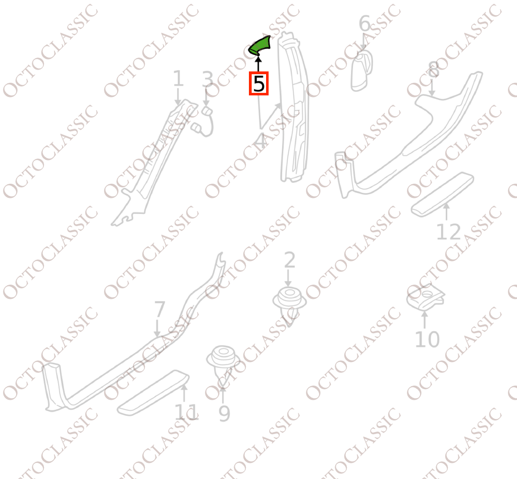 Volvo S60 P2 – Copertura superiore montante B, sinistra o destra, 3 colori 39965288 / 39965297 Volvo S60 P2 – Copertura superiore montante B, sinistra o destra, 3 colori 39965288 / 39965297