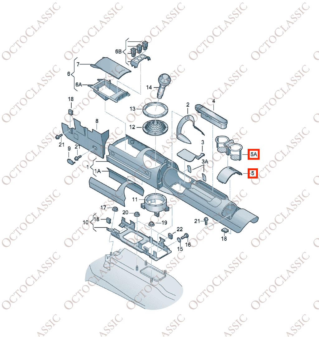 Audi TT 8N Center Console Double Cup Holder Black / Silver 8N0863274 + 8N0862531 Audi TT 8N Center Console Double Cup Holder Black / Silver 8N0863274 + 8N0862531