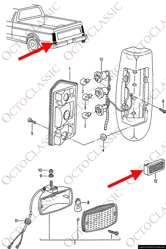 VW Caddy 14D MK1 Rear Light Reflector Frame Set Left And Right Black 147945105 VW Caddy 14D MK1 Rear Light Reflector Frame Set Left And Right Black 147945105
