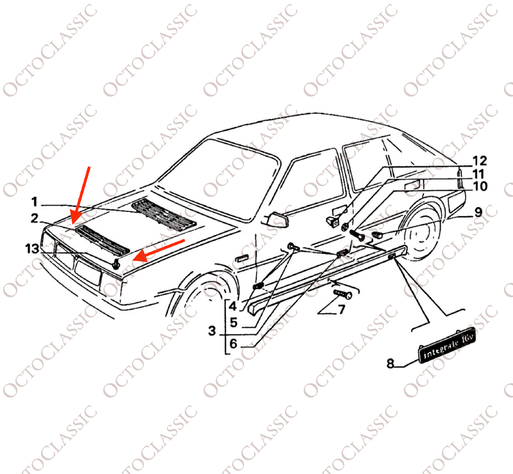 Lancia Delta HF Integrale Evo: griglia di ventilazione per cofano (sinistra o destra) – Codici colore 1769662 / 1769626 Lancia Delta HF Integrale Evo: griglia di ventilazione per cofano (sinistra o destra) – Codici colore 1769662 / 1769626
