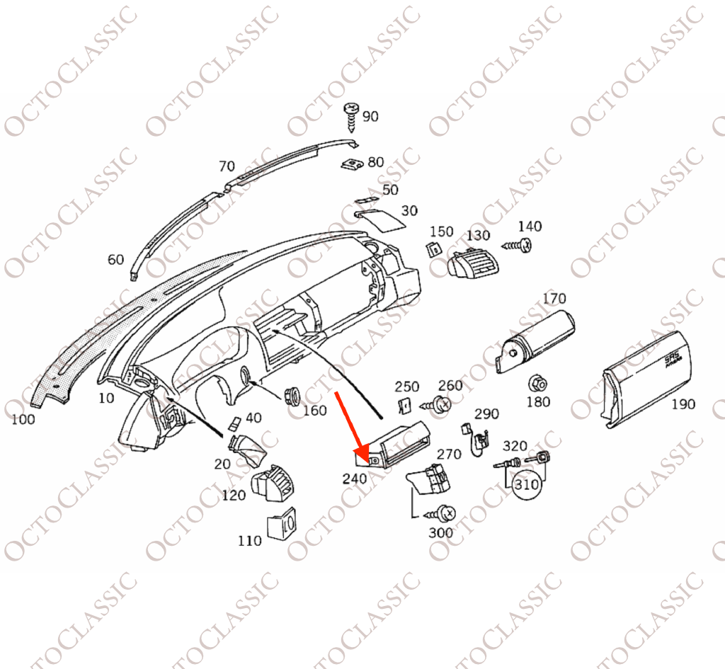 Mercedes SL R129 Dashboard Spectacle Glovebox / Top Storage Box Side Spring Lock Bracket Repair Kit LHD Or RHD A1296800391 Mercedes SL R129 Dashboard Spectacle Glovebox / Top Storage Box Side Spring Lock Bracket Repair Kit LHD Or RHD A1296800391