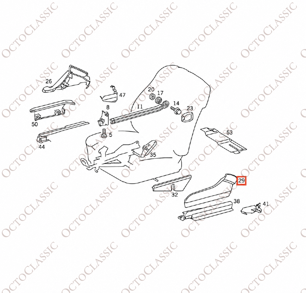 Mercedes W124 / C124 Coupe Front Seat Side Cover Trim Left Or Right All Colors A1249182530 / A1249182630 Mercedes W124 / C124 Coupe Front Seat Side Cover Trim Left Or Right All Colors A1249182530 / A1249182630