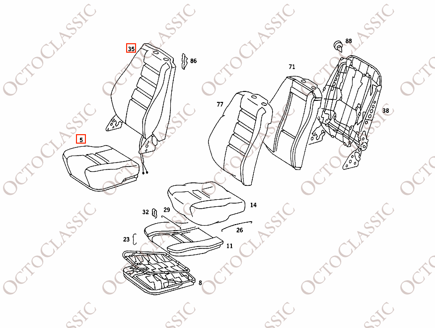 Mercedes C126 SEC Front Seat Covers Set Of 6 Left And Right All Colors A1269108932 / A1269109032 / A1269103430 /A1269706050 Mercedes C126 SEC Front Seat Covers Set Of 6 Left And Right All Colors A1269108932 / A1269109032 / A1269103430 /A1269706050
