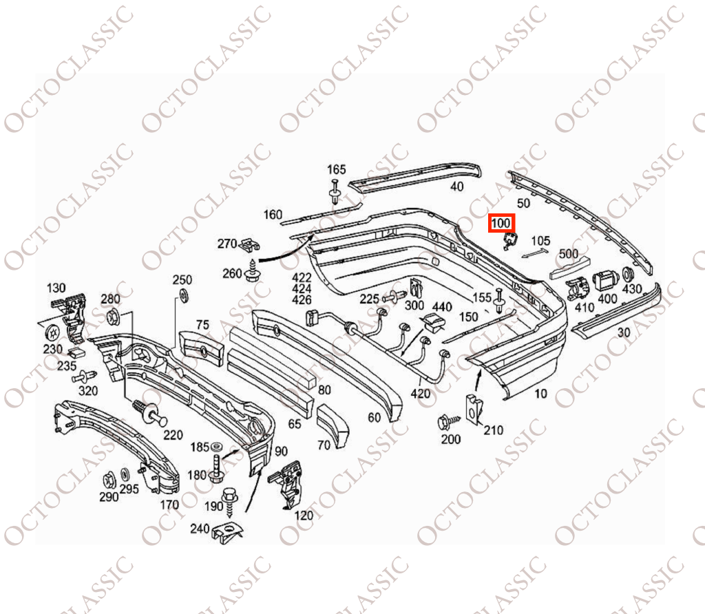 Mercedes W203 C32 AMG – osłona haka holowniczego na tylnym zderzaku, zagruntowana, A2038850726 Mercedes W203 C32 AMG – osłona haka holowniczego na tylnym zderzaku, zagruntowana, A2038850726