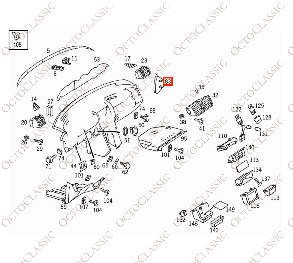 Mercedes W202 Dashboard Side Cover Flap Left Or Right All Colors A2026890183 / A2026890283 Mercedes W202 Dashboard Side Cover Flap Left Or Right All Colors A2026890183 / A2026890283