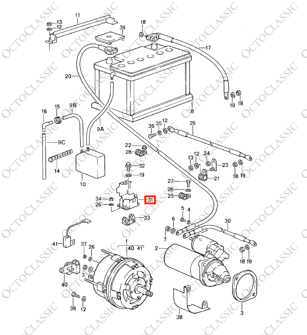 Audi 100 / S4 / A6 / S6 C4 / A8 / S8 D2 / V8 D11 / 100 / 200 C3 / Porsche 959 Support pour câbles de démarrage, noir 433911077 Audi 100 / S4 / A6 / S6 C4 / A8 / S8 D2 / V8 D11 / 100 / 200 C3 / Porsche 959 Support pour câbles de démarrage, noir 433911077