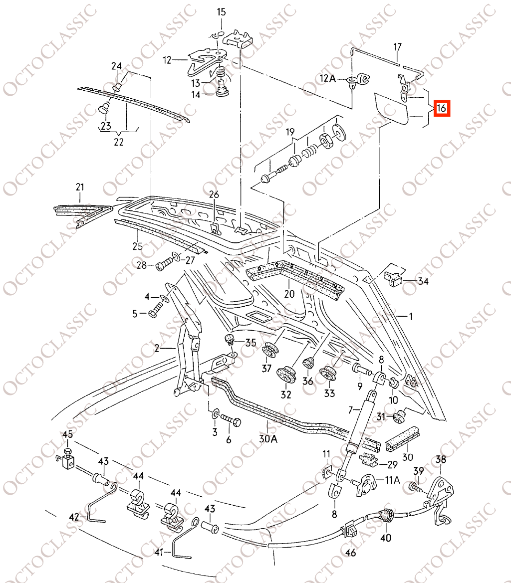 Kit de réparation pour levier de déverrouillage du loquet de sécurité du capot Audi V8 D11, noir, 441823483 + 441823497C Kit de réparation pour levier de déverrouillage du loquet de sécurité du capot Audi V8 D11, noir, 441823483 + 441823497C