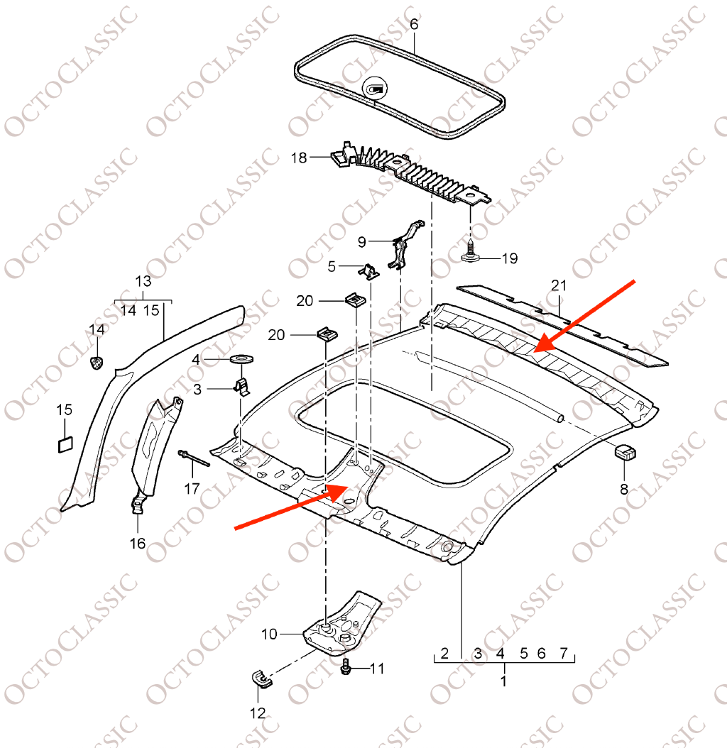 Porsche 911 997 : jeu de barres de renfort pour la garniture de toit, noir 99655509106 Porsche 911 997 : jeu de barres de renfort pour la garniture de toit, noir 99655509106