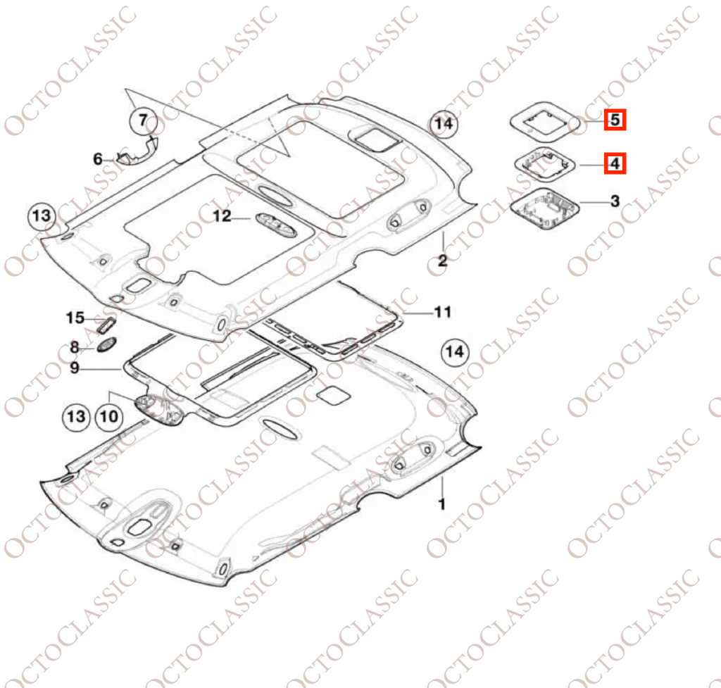 Soporte para la cubierta del techo del sensor de alarma de BMW E38 / E39 / E46 / Mini R50 / R53, negro, 51448243665 + 51448243666 Soporte para la cubierta del techo del sensor de alarma de BMW E38 / E39 / E46 / Mini R50 / R53, negro, 51448243665 + 51448243666