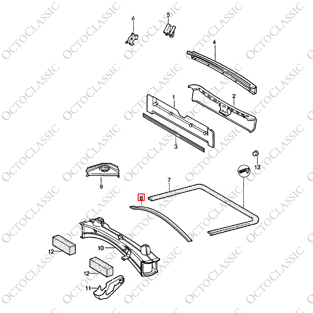 Porsche 911 G 2.7 / 3.0 / 3.2 Front Engine Compartment Seal 91150411302 / 91150411300 / 91150411301 Porsche 911 G 2.7 / 3.0 / 3.2 Front Engine Compartment Seal 91150411302 / 91150411300 / 91150411301