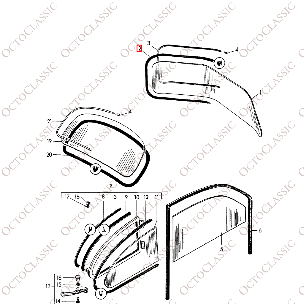 Porsche 356 Windschutzscheibendichtung 64454190100 / 64454190107 / 64454190106 / 35657112 Porsche 356 Windschutzscheibendichtung 64454190100 / 64454190107 / 64454190106 / 35657112
