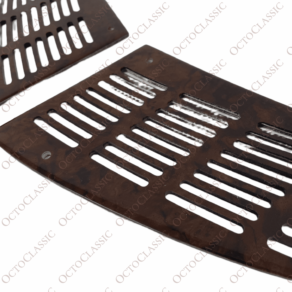 Mercedes W126 / C126 SEC Lautsprecherabdeckungen vorne, 2er-Set (links und rechts), dunkles Wurzelholz A1266806639 / A1266806739 Mercedes W126 / C126 SEC Lautsprecherabdeckungen vorne, 2er-Set (links und rechts), dunkles Wurzelholz A1266806639 / A1266806739