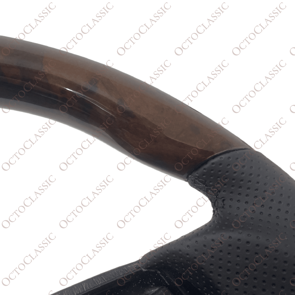 Mercedes W124 / R129 / W140 / W202 / W210 / W463 Brabus Style Steering Wheel Dark Burl Walnut And Black Leather A1404605303 Mercedes W124 / R129 / W140 / W202 / W210 / W463 Brabus Style Steering Wheel Dark Burl Walnut And Black Leather A1404605303
