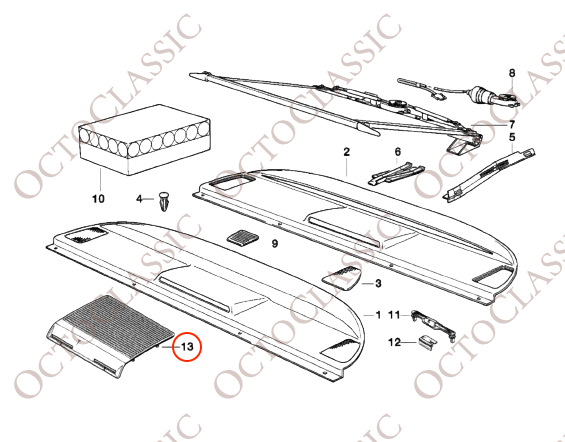 BMW E31 Coupe Rear Window Shelf Grille Speaker Cover All Colors 51468164996 BMW E31 Coupe Rear Window Shelf Grille Speaker Cover All Colors 51468164996