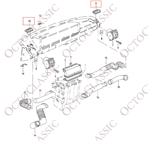 VW Golf Convertible, Jetta MK1 GTI Soft Dashboard Top Black Right and Left Side Air Vent 161819705 & ; 161819706 VW Golf Convertible, Jetta MK1 GTI Soft Dashboard Top Black Right and Left Side Air Vent 161819705 & ; 161819706
