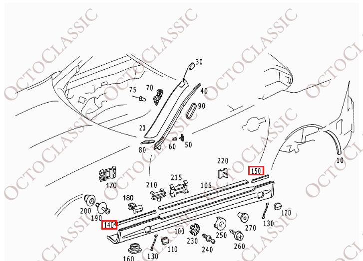 Mercedes R170 SLK Piping Rubber Seal Fender Sill Panel Set Of 4 Black A1706981930 / A1706982030 / A1706982130 / A1706982230 Mercedes R170 SLK Piping Rubber Seal Fender Sill Panel Set Of 4 Black A1706981930 / A1706982030 / A1706982130 / A1706982230