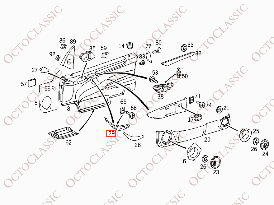 W208 CLK Poignée de porte intérieure gauche ou droite Mercedes-Benz A2088100554 / A2088100654 W208 CLK Poignée de porte intérieure gauche ou droite Mercedes-Benz A2088100554 / A2088100654