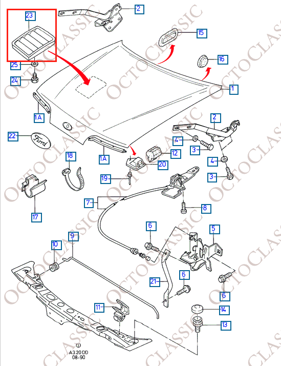 Para osłon otworów wentylacyjnych maski silnika do Forda Sierra Cosworth MK1, zagruntowane, nr kat. 1661742 i 1661743 Para osłon otworów wentylacyjnych maski silnika do Forda Sierra Cosworth MK1, zagruntowane, nr kat. 1661742 i 1661743