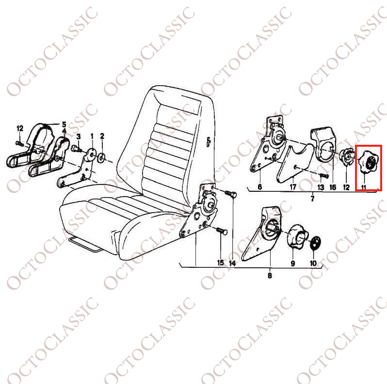 BMW E23 E24 E28 Manopola di regolazione del sedile nera 52101875826 BMW E23 E24 E28 Manopola di regolazione del sedile nera 52101875826