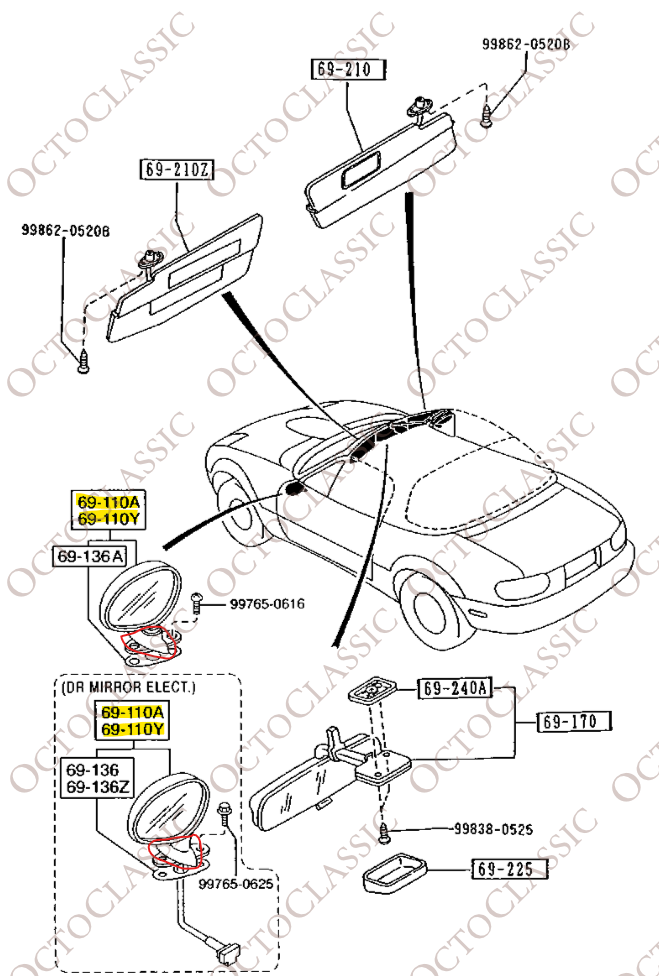 Mazda Miata MX5 Couvercle de rétroviseur gauche ou droit 69-110A Mazda Miata MX5 Couvercle de rétroviseur gauche ou droit 69-110A
