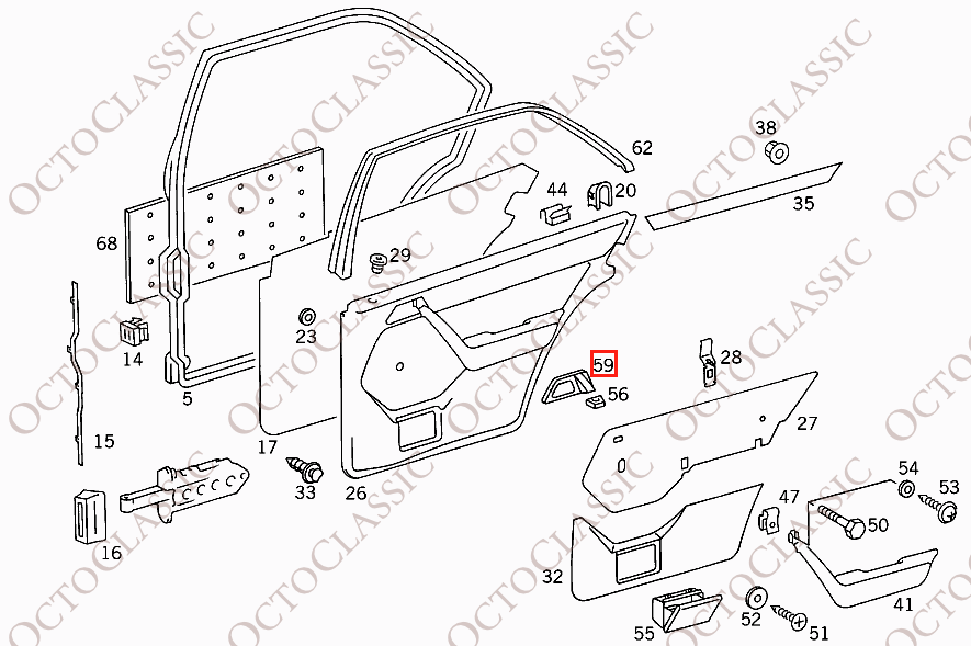 Copertura del gruppo maniglia per porta interna W124 con sedile regolabile elettricamente a sinistra o a destra A1247600120 / A1247600220 Copertura del gruppo maniglia per porta interna W124 con sedile regolabile elettricamente a sinistra o a destra A1247600120 / A1247600220