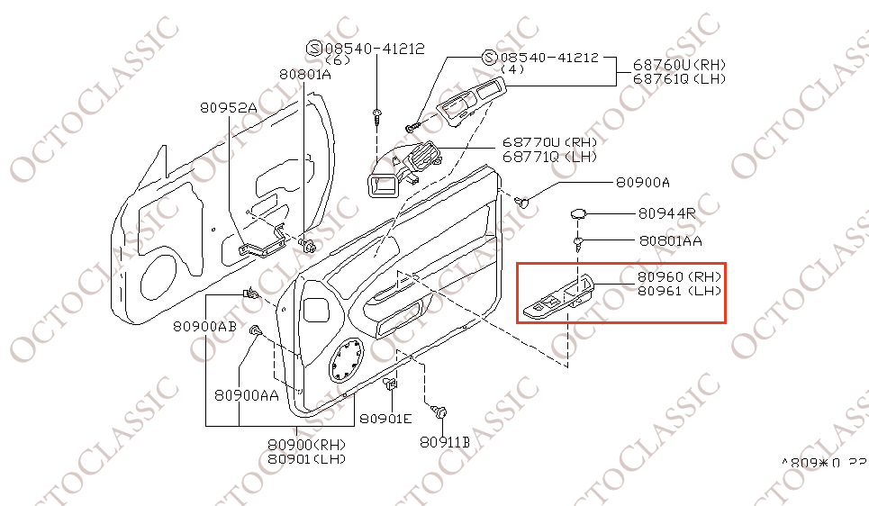 Nissan S14 Silvia 200 SX 240SX – ramka przełącznika szyb wewnętrznych, wersja z kierownicą po lewej lub prawej stronie, czarna, nr kat. 80961-70F00 / 80960-70F00 Nissan S14 Silvia 200 SX 240SX – ramka przełącznika szyb wewnętrznych, wersja z kierownicą po lewej lub prawej stronie, czarna, nr kat. 80961-70F00 / 80960-70F00