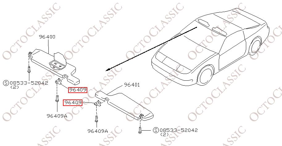Nissan 300ZX Z31 Z32 Sun Visor Holder Clip Set Of 2 All Colors 96409-30P00 Nissan 300ZX Z31 Z32 Sun Visor Holder Clip Set Of 2 All Colors 96409-30P00